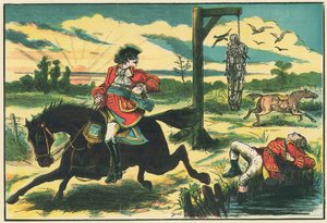 Dick Turpin atira em Pooly, o ladrão, em Hounslow Heath de English School