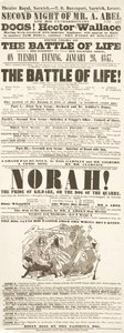 Dickens playbill: A Batalha da Vida, no Theatre Royal, Norwich, 26 de janeiro de 1847