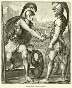 Diomed dando as boas-vindas a Glaucus (gravura) de English School