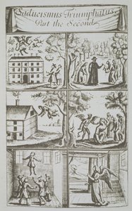 Diversas Manifestações do Diabo, cópia de uma ilustração do Sadducismus Triumphatus Part II, de Joseph Glanvil, Londres, 1681, usado em uma História da Magia, publicado no final do século XIX de English School