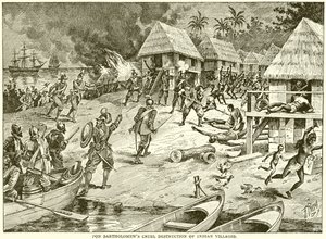 Don Bartholomews Cruel Destruição das Aldeias Indianas de English School