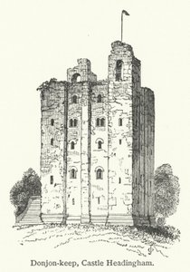Donjon-keep, Castelo de Headingham (gravura) de English School