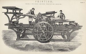 Máquina de aperfeiçoamento de garras de cilindro duplo, da The National Encyclopaedia, publicada por William Mackenzie, Londres, final do século XIX de English School