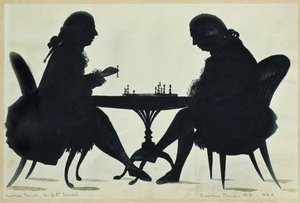 Dr. E. Darwin joga xadrez com o seu filho, c.1780 (aguarela sobre papel) de English School
