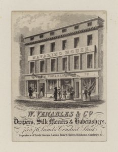 Drapers, W Venables & Co, cartão de comércio de English School