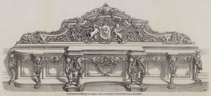 Aparador de Sala de Desenho, de Morant, Boyd e Morant, na Exposição Internacional (gravura) de English School