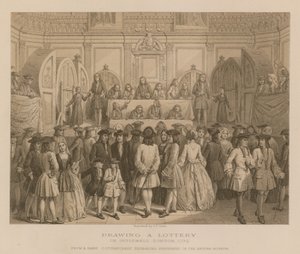 Desenhando uma loteria em Guidhall, Londres, 1739 de English School