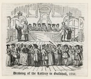 Desenho da loteria em Guildhall, 1751 de English School