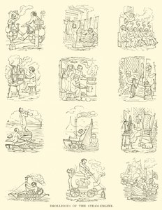 Rolos da máquina a vapor (xilogravura) de English School