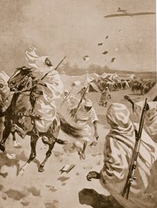Soltando panfletos sobre os árabes durante a guerra ítalo-turca, 1911-12 de English School