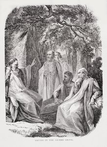 Druidas no Bosque Sagrado, de A História da França, de Emile de Bonnechose, publicado pela Ward, Lock and Co, Londres de English School