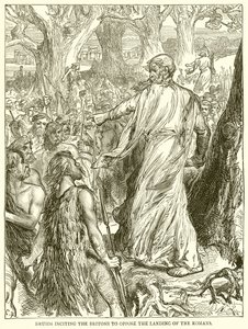Druidas incitando os bretões a se opor ao desembarque dos romanos de English School
