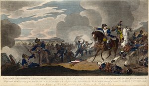 INGLÊS TRIUNFANTE. Napoleão tentando reunir a Guarda Imperial na batalha de Waterloo, c. 1815 (gravura) de English School