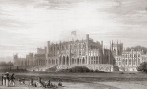 Eaton Hall, Cheshire, Inglaterra, no início do século XIX. De Churton