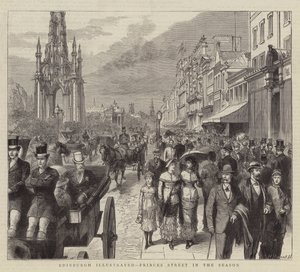 Edinburgh Illustrated, Princes Street in the Season (gravura) de English School