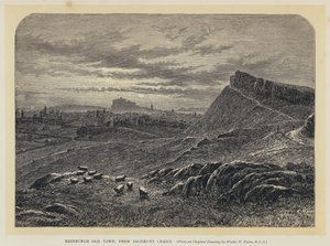 Edinburgh Old Town, de Salisbury Craigs (gravura) de English School