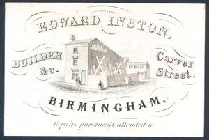 Edward Inston, construtor, cartão comercial de English School
