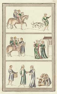 Edward O Mártir, Seu assassinato, os pais de Thomas Becket (gravura colorida) de English School