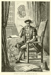 Edward VI escreve o diário de sua vida de English School