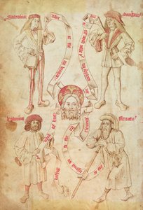 Eg 2572 f.51v Os Quatro Humores, do Livro dos Cirurgiões Barbereiros de York (vellum) de English School