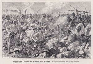 Tropas egípcias combatendo guerreiros Mahdist (gravura) de English School