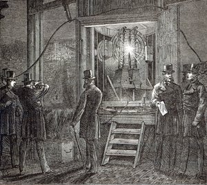 Aparelho elétrico para a Torre do Relógio, Casas do Parlamento da The Illustrated London News, 16 de agosto de 1873 de English School