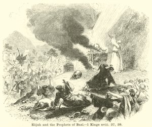 Elias e os Profetas de Baal, 1 Reis, xviii, 37, 38 de English School