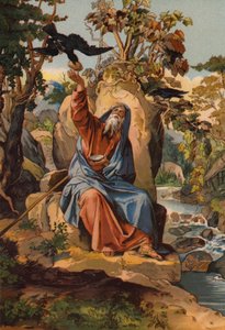 Elias alimentado por corvos (chromolitho) de English School
