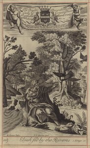 Elijah alimentado pelos Corvos (gravura) de English School
