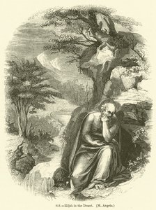 Elijah no Deserto, M Angelo (gravura) de English School