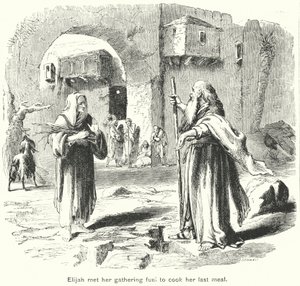 Elias encontra-a a apanhar lenha para cozinhar a sua última refeição (gravura) de English School
