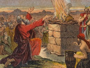 O Sacrifício de Elijah (cor litho) de English School