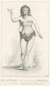 Elizabeth Chudleigh, no personagem de Iphigenia no Venetian Ambassadors Masquerade, Ranelagh, Londres de English School