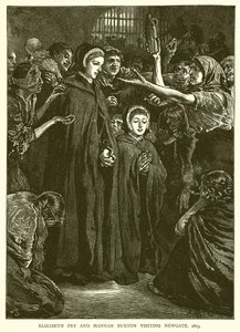 Elizabeth Fry e Hannah Buxton visitando Newgate, 1813 de English School