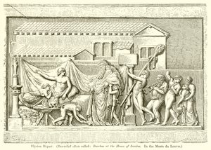 Elysian Repast. (Baixo-relevo freqüentemente chamado: Baco na Casa de Ícario. No Museu do Louvre)