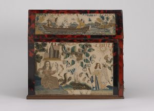Caixão bordado, c.1660 (seda, lona, madeira, tartaruga e montagens de prata)