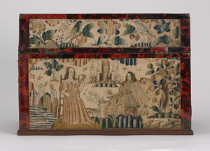 Caixão bordado, c.1660 (seda, lona, madeira, tartaruga e montagens de prata)