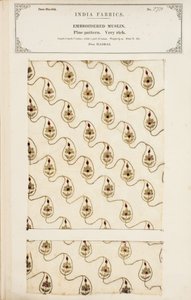 Amostra de musselina bordada de Madras, da Coleção dos Fabricantes Têxteis da Índia, de John Forbes Watson, publicada em 1866 de English School
