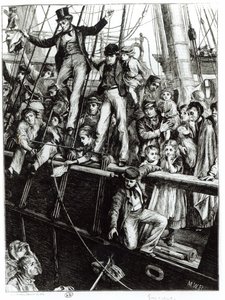 Emigrantes que deixam a Velha Inglaterra, da revista The Graphic, 18 de dezembro de 1869 de English School