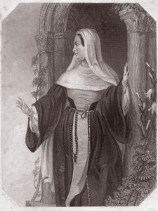 Emilie, esposa de Aegeon, abadessa de uma comunidade de Éfeso (The Comedy of Errors) Emilia Lady Abbess at Ephesus (The Comedy of Errors) in - "Galerie des femmes de Shakespeare, coleção de quarenta e cinco retratos sérios de artistas do início de Londres, de English School