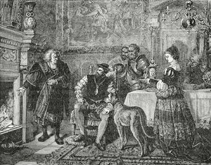 Imperador Charles V visitando os Fuggers, 1882 de English School