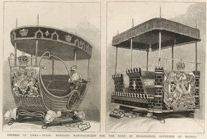 Imperatriz da Índia: declaram os howdahs fabricados para o Duque de Buckingham, Governador de Madras, de The Graphic, 3 de fevereiro de 1877 de English School