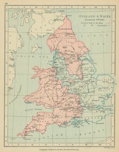 Inglaterra e País de Gales (litografia a cores) de English School