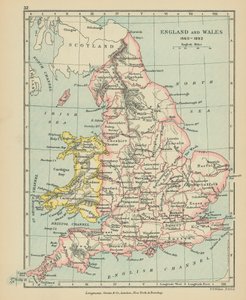Inglaterra e País de Gales (litografia a cores) de English School