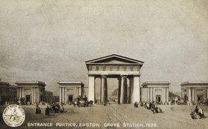 Portico de entrada, Euston Grove Station, 1838 de English School