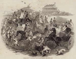 Epsom Races, "Derby Day", deixando o Campo (gravura) de English School