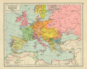 A Europa nas vésperas da Grande Guerra 1914 (litografia a cores) de English School