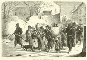 Evacuação de uma aldeia perto de Paris, dezembro de 1870 de English School