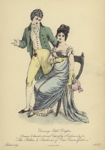 Vestido de noite para Senhoras e Senhores (gravação a cores) de English School