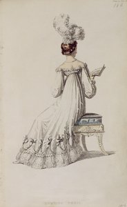 Vestido de noite, placa de moda de Ackermanns Repository of Arts de English School